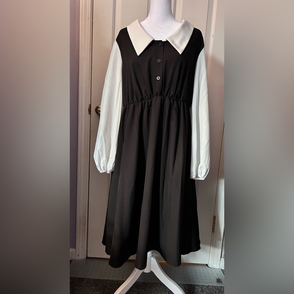 Shein Curve Black and White A-Line Dress Size 0XL - Picture 2 of 8